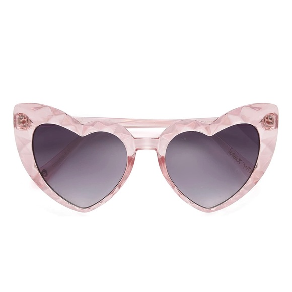 Betsey Johnson Women's Brea Sunglasses Heart Shaped Clear Pink - Picture 1 of 5